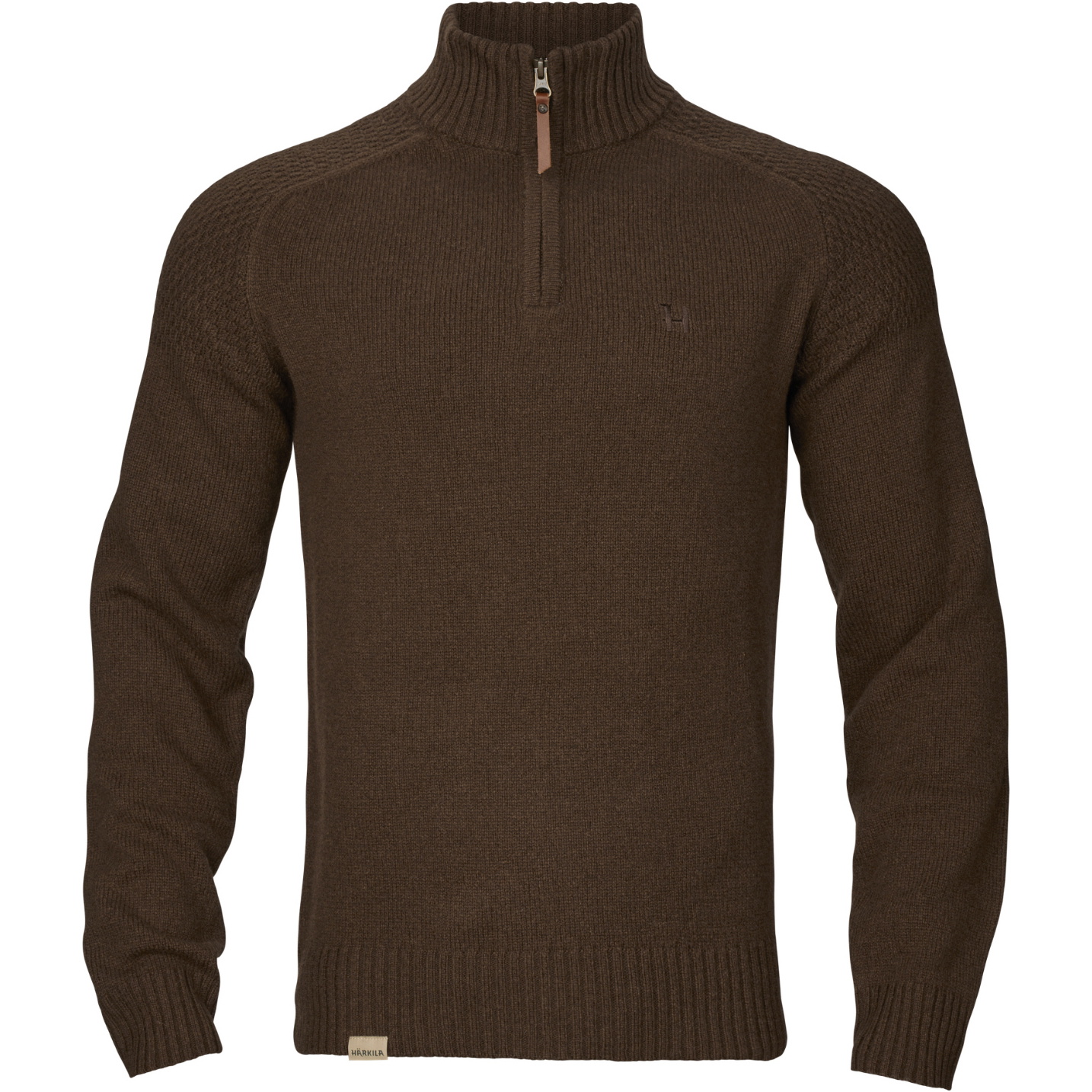 2026 Harkila Homme Vincent Merino Chandail à Fermeture éclair 106081016001 - Demitasse Brown